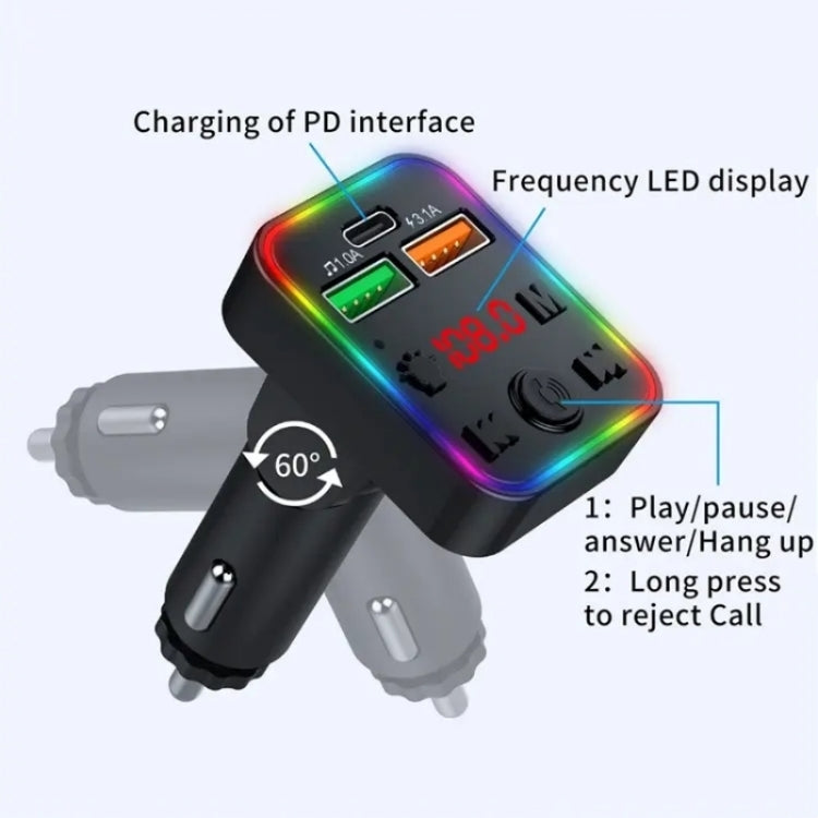 P22 Support MP3 Player USB Port Bluetooth FM Transmitter in-Car Adapter PD Car Charger - Car Charger by buy2fix | Online Shopping UK | buy2fix