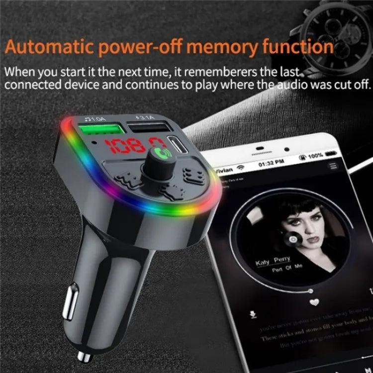 F21 PD + USB Car Charger Bluetooth Car Adapter Handsfree Call FM Transmitter MP3 Music Player - Bluetooth Car Kits by buy2fix | Online Shopping UK | buy2fix