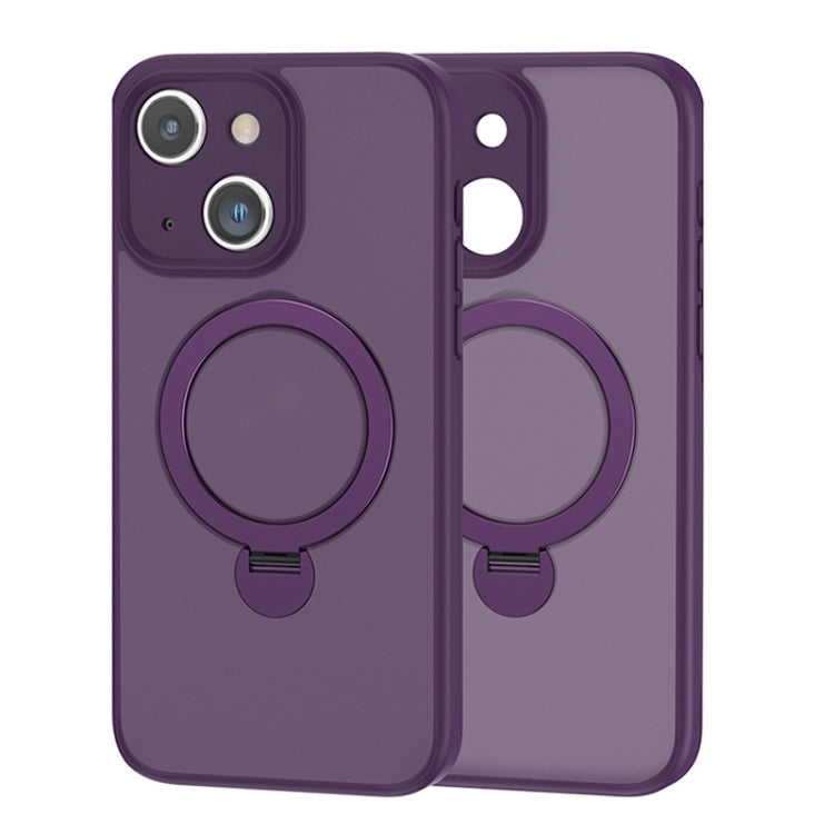 For iPhone 15 360 Magsafe Ring Holder TPU Hybrid PC Phone Case(Purple) - iPhone 15 Cases by buy2fix | Online Shopping UK | buy2fix