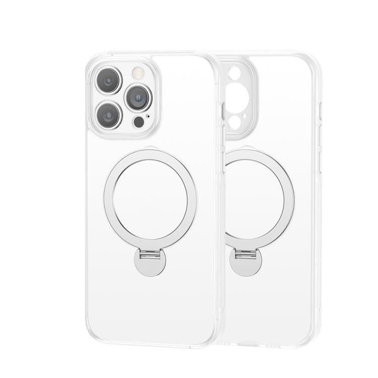 For iPhone 15 Pro Max 360 Magsafe Ring Holder TPU Hybrid PC Phone Case(White) - iPhone 15 Pro Max Cases by buy2fix | Online Shopping UK | buy2fix