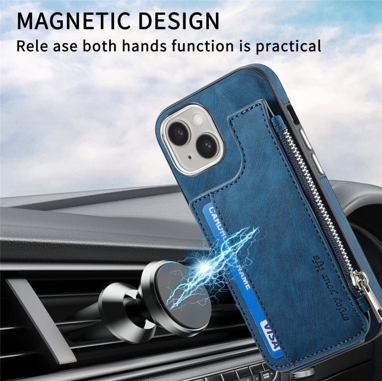 For iPhone 15 Pro Max Magsafe Zipper RFID Wallet All-inclusive Shockrpoof Phone Case(Blue) - iPhone 15 Pro Max Cases by buy2fix | Online Shopping UK | buy2fix