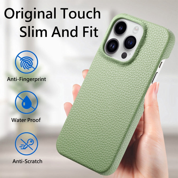 For iPhone 15 Pro Max Litchi Oil Edge Leather Back Phone Case(Tea Green) - iPhone 15 Pro Max Cases by buy2fix | Online Shopping UK | buy2fix