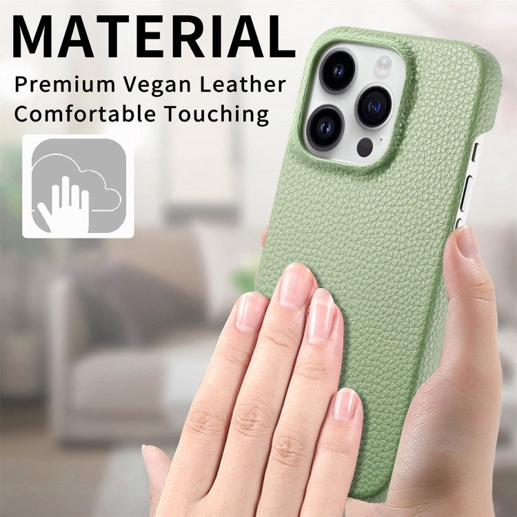 For iPhone 15 Pro Max Litchi Oil Edge Leather Back Phone Case(Tea Green) - iPhone 15 Pro Max Cases by buy2fix | Online Shopping UK | buy2fix