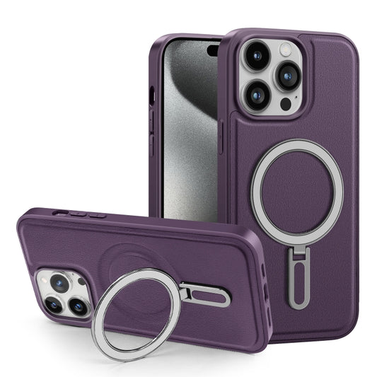 For iPhone 15 Pro Max Shield MagSafe Magnetic Holder Phone Case(Purple) - iPhone 15 Pro Max Cases by buy2fix | Online Shopping UK | buy2fix