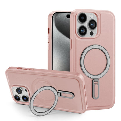 For iPhone 15 Shield MagSafe Magnetic Holder Phone Case(Pink) - iPhone 15 Cases by buy2fix | Online Shopping UK | buy2fix