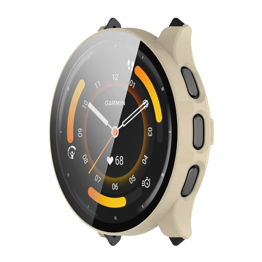 For Garmin Venu 3 ENKAY Hat-Prince Full Coverage Tempered Glass Film Integrated PC Watch Cover(Ivory White)