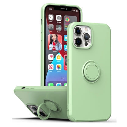 For iPhone 15 Pro Max Ring Kickstand Silicone Phone Case(Matcha Green) - iPhone 15 Pro Max Cases by buy2fix | Online Shopping UK | buy2fix