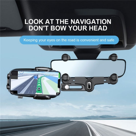 R009 Universal Vehicle Retractable Phone Clip Holder Car Rearview Mirror Cell Phone Mount(Black) by buy2fix