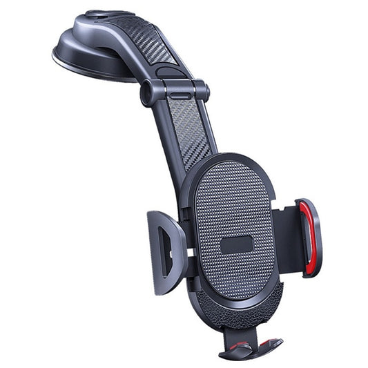 ES33 Car Mobile Phone Holder Bracket Carbon Fiber 360 Degree Rotation Suction Cup Mount(Red) - Car Holders by buy2fix | Online Shopping UK | buy2fix