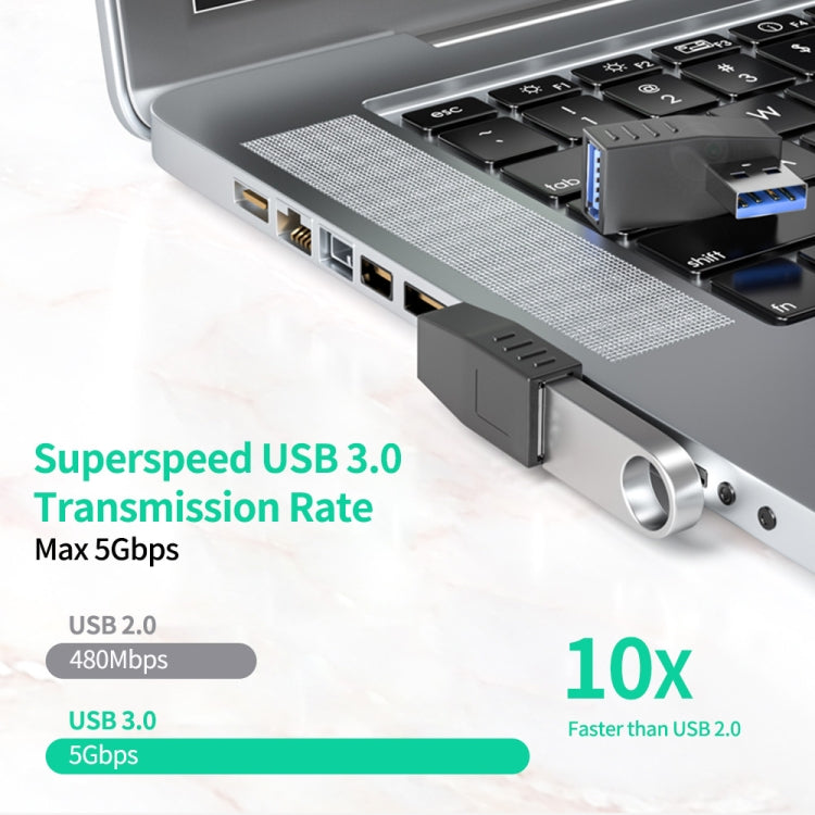 ENKAY USB 3.0 Adapter 90 Degree Angle Male to Female Combo Coupler Extender Connector, Angle:Horizontal Right - USB 3.0 by ENKAY | Online Shopping UK | buy2fix