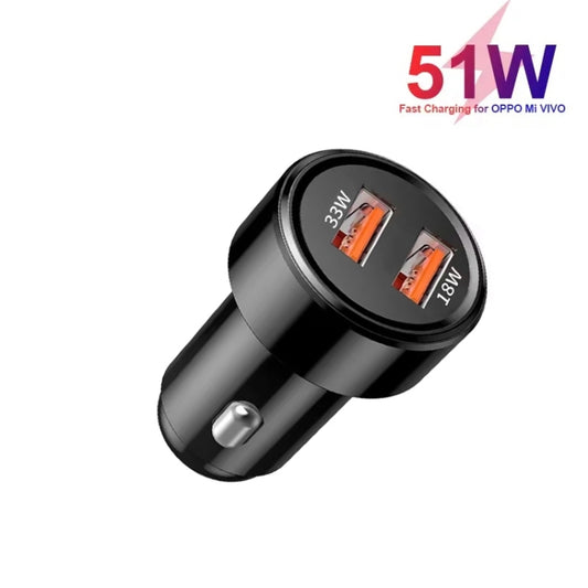 51W Dual Port QC3.0 USB 33W + 18W Fully Compatible Car Charger(Black) by buy2fix