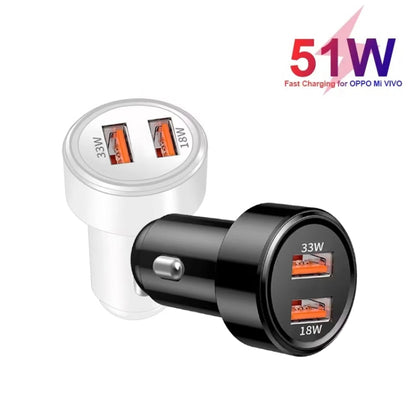 51W Dual Port QC3.0 USB 33W + 18W Fully Compatible Car Charger(Black) - Car Charger by buy2fix | Online Shopping UK | buy2fix