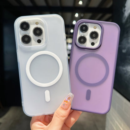 For iPhone 11 Transparent TPU Hybrid PC Magsafe Phone Case(Purple) - iPhone 11 Cases by buy2fix | Online Shopping UK | buy2fix