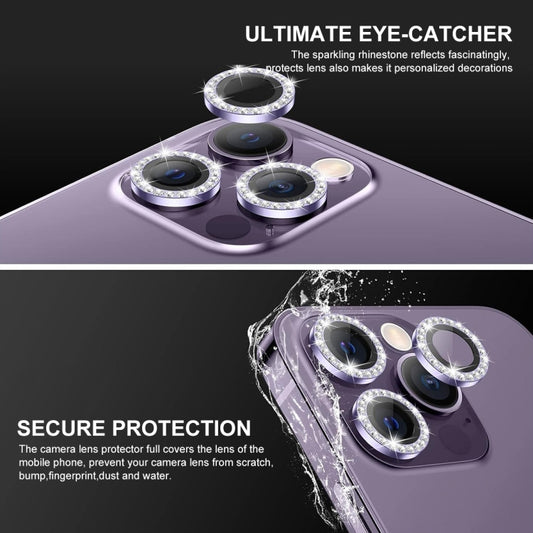 For iPhone 13 Pro / 13 Pro Max ENKAY AR Anti-reflection Individual Diamond Ring Camera Lens Glass Full Film(Light Purple) by ENKAY