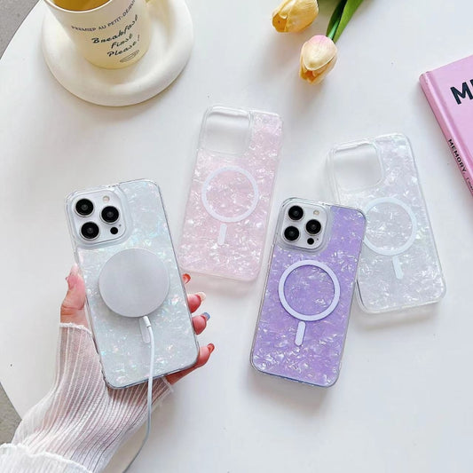 For iPhone 14 Pro Max Shell Texture MagSafe TPU Phone Case(Purple) by buy2fix