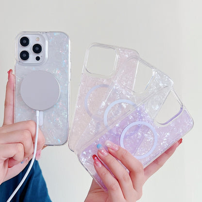 For iPhone 12 Pro Max Shell Texture MagSafe TPU Phone Case(White) by buy2fix