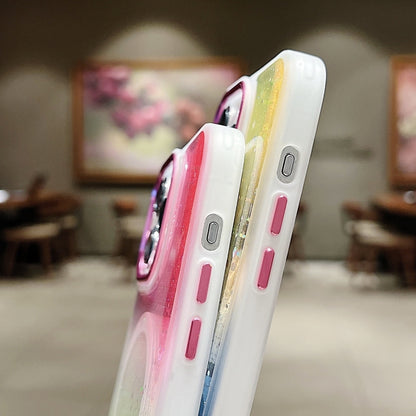 For iPhone 15 Multicolor Gradient Glitter Sequin MagSafe TPU Phone Case(Orange+Purple) by buy2fix