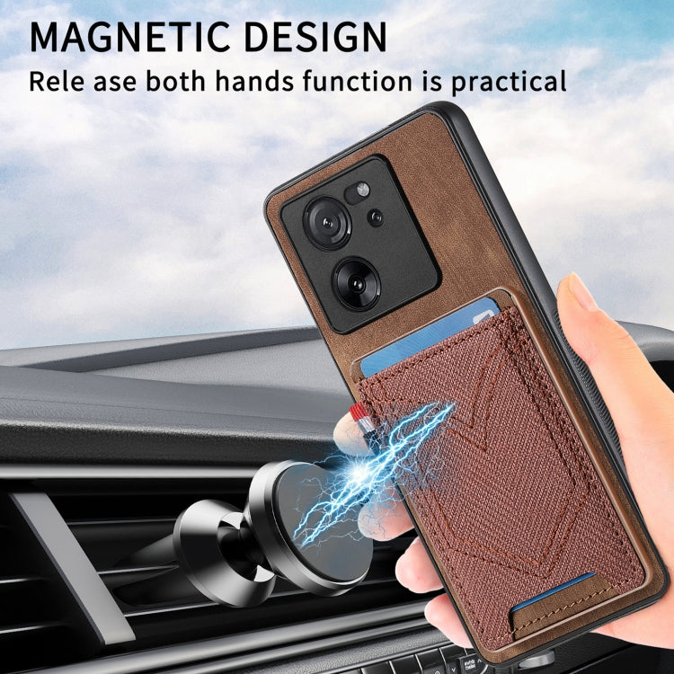 For Xiaomi 13T / 13T Pro Denim Texture Leather Skin Phone Case with Card Slot(Brown) by buy2fix