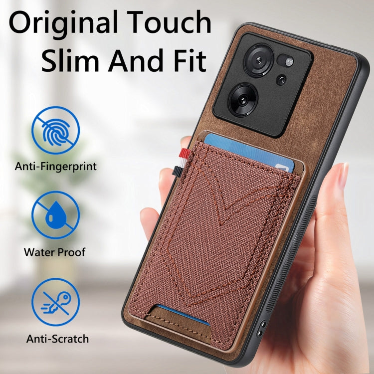 For Xiaomi 13T / 13T Pro Denim Texture Leather Skin Phone Case with Card Slot(Brown) by buy2fix