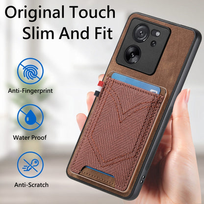 For Xiaomi 13T / 13T Pro Denim Texture Leather Skin Phone Case with Card Slot(Brown) by buy2fix
