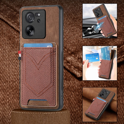 For Xiaomi 13T / 13T Pro Denim Texture Leather Skin Phone Case with Card Slot(Brown) by buy2fix