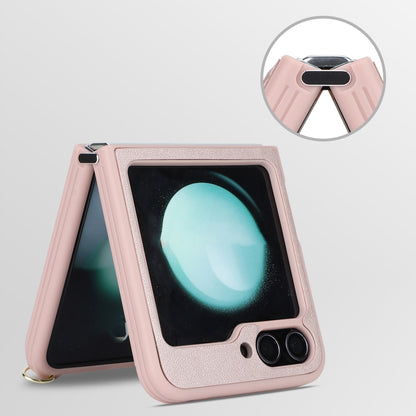 For Samsung Galaxy Z Flip5 5G Crossbody R20 Texture Leather Magsafe Phone Case(Pink) - Galaxy Z Flip5 Cases by buy2fix | Online Shopping UK | buy2fix