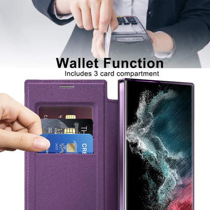 For Samsung Galaxy S22 Ultra 5G MagSafe Magnetic RFID Anti-theft Leather Phone Case(Purple) - Galaxy S22 Ultra 5G Cases by buy2fix | Online Shopping UK | buy2fix