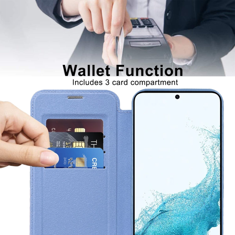 For Samsung Galaxy S22+ 5G MagSafe Magnetic RFID Anti-theft Leather Phone Case(Blue) - Galaxy S22 5G Cases by buy2fix | Online Shopping UK | buy2fix
