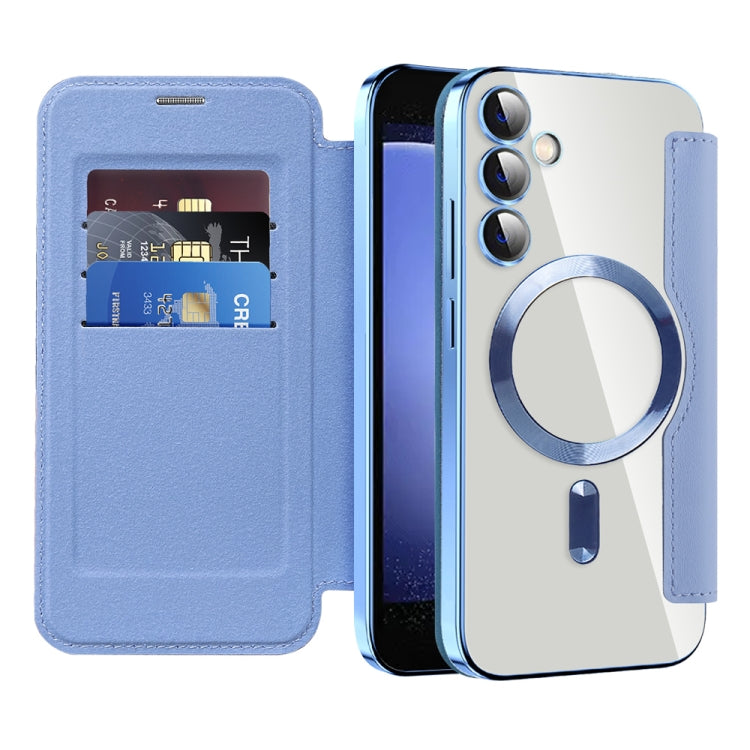 For Samsung Galaxy S23 FE 5G MagSafe Magnetic RFID Anti-theft Leather Phone Case(Blue) - Galaxy S23 FE 5G Cases by buy2fix | Online Shopping UK | buy2fix