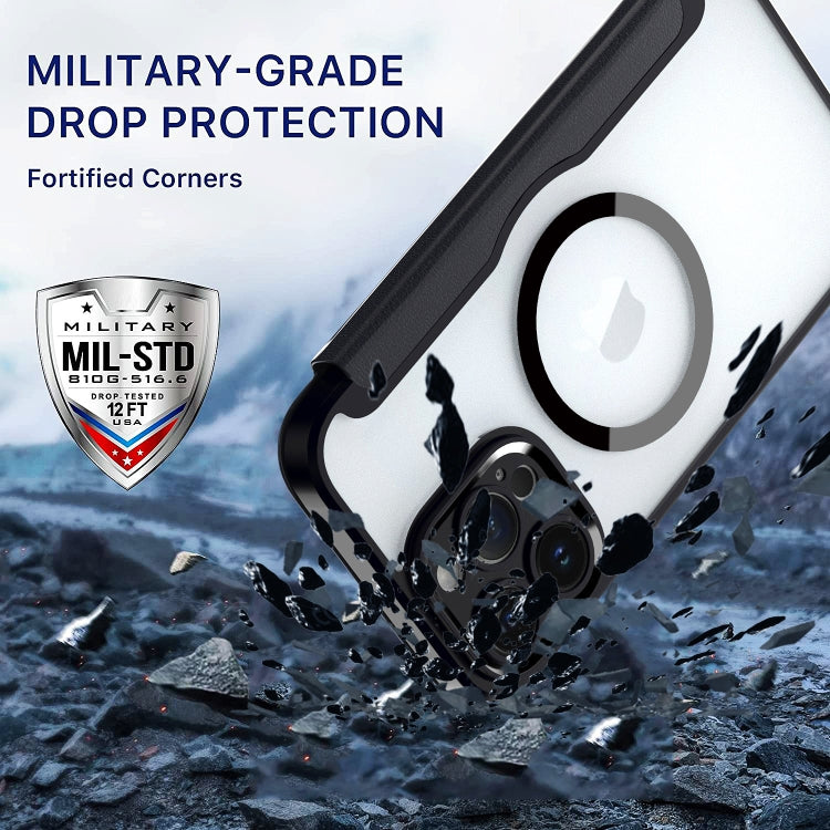 For iPhone 12 RFID Blocking Adsorption Flip MagSafe Leather Phone Case(Blue) by buy2fix