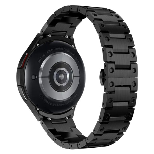 For Samsung Galaxy Watch6 Classic 43 / 47mm Dual Circle Curved Connection Stainless Steel Watch Band(Black) by buy2fix