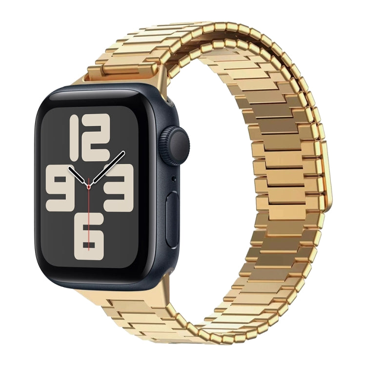 For Apple Watch SE 2023 44mm Bamboo Magnetic Stainless Steel Metal Watch Strap(Gold) by buy2fix