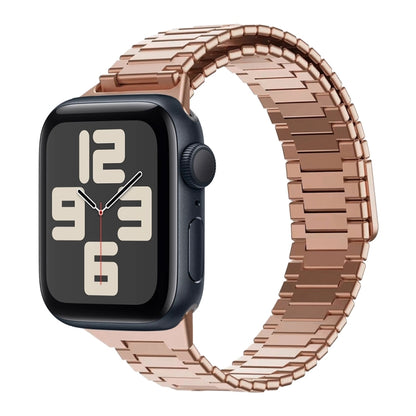 For Apple Watch SE 2023 40mm Bamboo Magnetic Stainless Steel Metal Watch Strap(Rose Gold) by buy2fix
