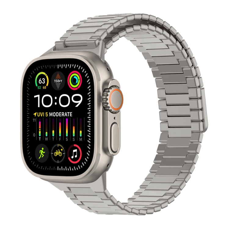 For Apple Watch Ultra 2 49mm Bamboo Magnetic Stainless Steel Metal Watch Strap(Titanium Color) by buy2fix