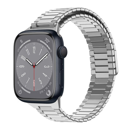 For Apple Watch Series 8 41mm Bamboo Magnetic Stainless Steel Metal Watch Strap(Silver) by buy2fix