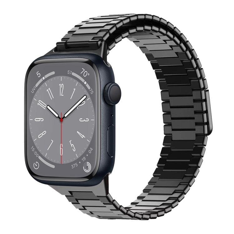 For Apple Watch Series 8 41mm Bamboo Magnetic Stainless Steel Metal Watch Strap(Black) by buy2fix