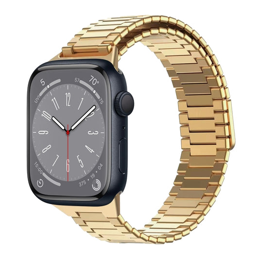 For Apple Watch Series 8 41mm Bamboo Magnetic Stainless Steel Metal Watch Strap(Gold) by buy2fix