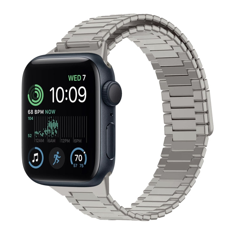 For Apple Watch SE 2022 40mm Bamboo Magnetic Stainless Steel Metal Watch Strap(Titanium Color) by buy2fix