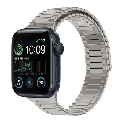 For Apple Watch SE 2022 40mm Bamboo Magnetic Stainless Steel Metal Watch Strap(Titanium Color) by buy2fix