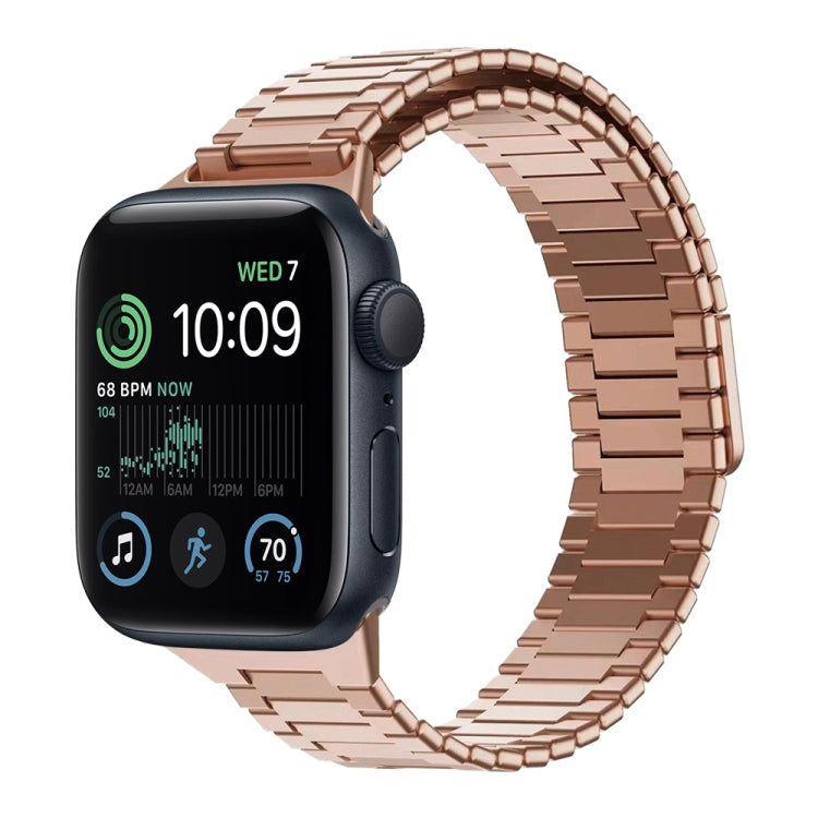 For Apple Watch SE 2022 40mm Bamboo Magnetic Stainless Steel Metal Watch Strap(Rose Gold) by buy2fix