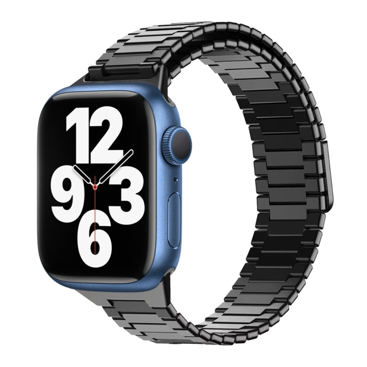 For Apple Watch Series 7 41mm Bamboo Magnetic Stainless Steel Metal Watch Strap(Black) by buy2fix