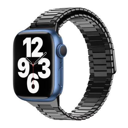 For Apple Watch Series 7 45mm Bamboo Magnetic Stainless Steel Metal Watch Strap(Black) by buy2fix