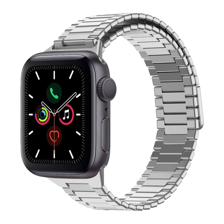 For Apple Watch Series 5 44mm Bamboo Magnetic Stainless Steel Metal Watch Strap(Silver) by buy2fix