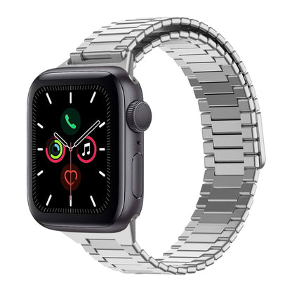 For Apple Watch Series 5 44mm Bamboo Magnetic Stainless Steel Metal Watch Strap(Silver) by buy2fix
