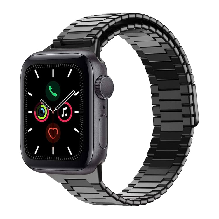 For Apple Watch Series 5 44mm Bamboo Magnetic Stainless Steel Metal Watch Strap(Black) by buy2fix