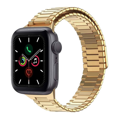For Apple Watch Series 5 40mm Bamboo Magnetic Stainless Steel Metal Watch Strap(Gold) by buy2fix
