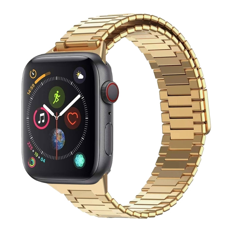 For Apple Watch Series 4 44mm Bamboo Magnetic Stainless Steel Metal Watch Strap(Gold) by buy2fix