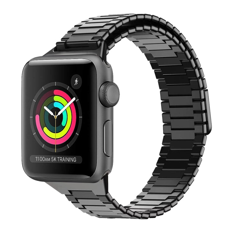For Apple Watch Series 3 38mm Bamboo Magnetic Stainless Steel Metal Watch Strap(Black) by buy2fix