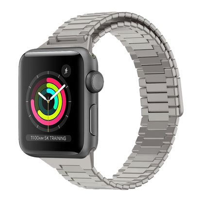 For Apple Watch Series 3 38mm Bamboo Magnetic Stainless Steel Metal Watch Strap(Titanium Color) by buy2fix
