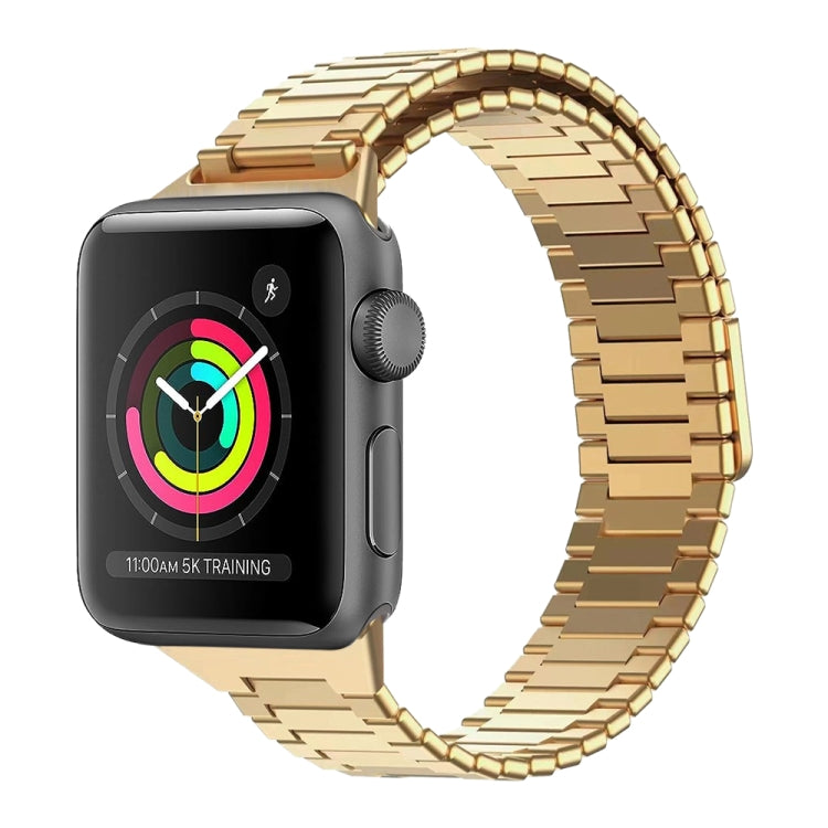 For Apple Watch Series 3 42mm Bamboo Magnetic Stainless Steel Metal Watch Strap(Gold) by buy2fix
